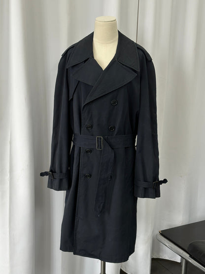 London Fog 1980s Double Breasted Belted Cotton Trench Coat - L/XL