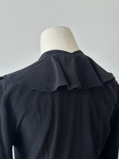 DKNY 2000S Pure Silk Ruffle Shirt - S