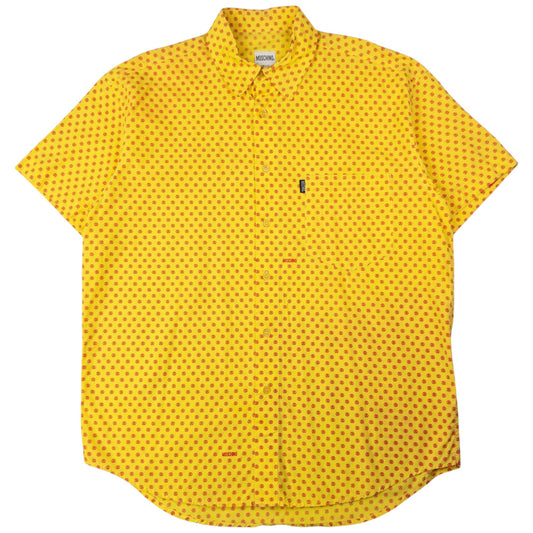 Vintage Moschino Jeans Registered Monogram Short Sleeve Button Up Shirt Size M