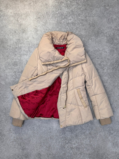 Vivienne Tam Cream Puffer Collar Quilted Jacket