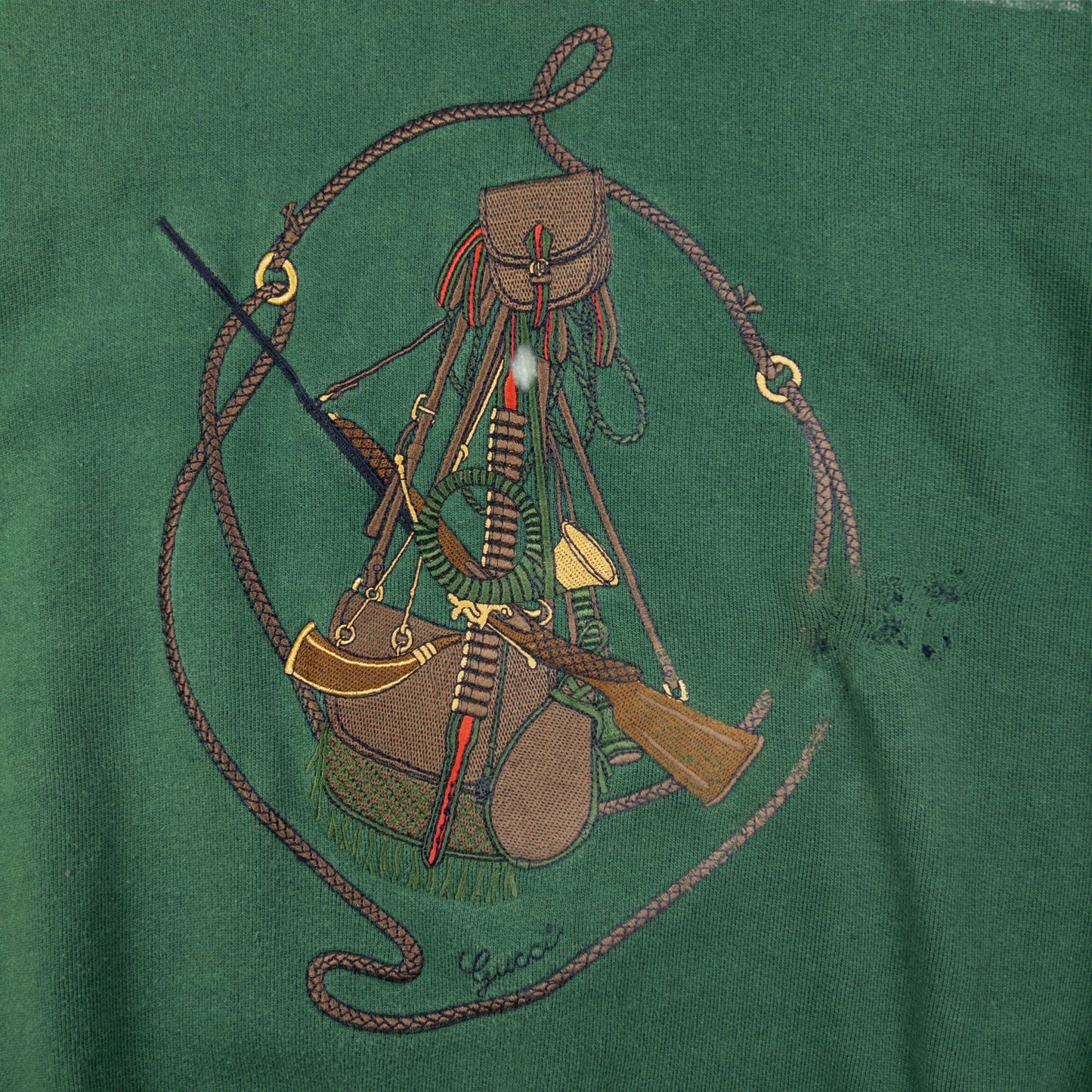 Vintage Gucci Embroidered Hunting Sweatshirt Size S