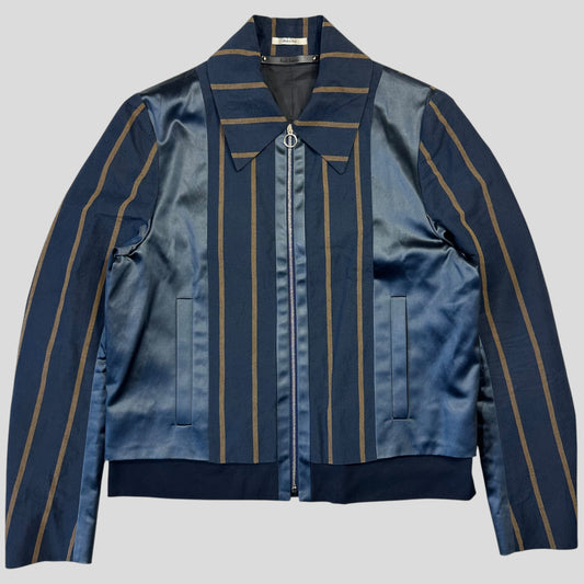 Paul Smith 2021 Runway SAMPLE Striped Panelled Blouson Jacket - S | Default Title, Navy with Stripes