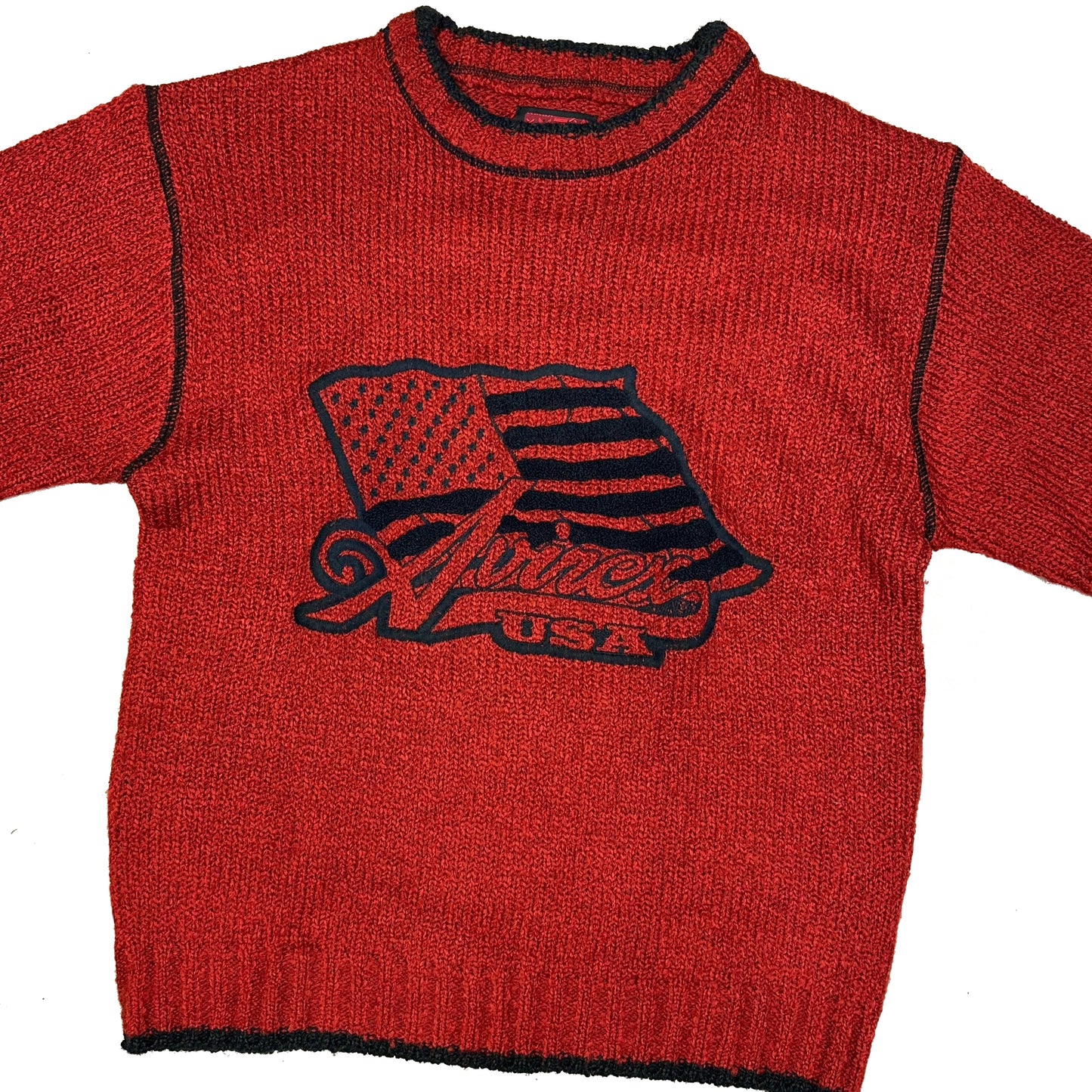 Avirex Spellout Knitted Sweatshirt In Red (XL) | Avirex, Red