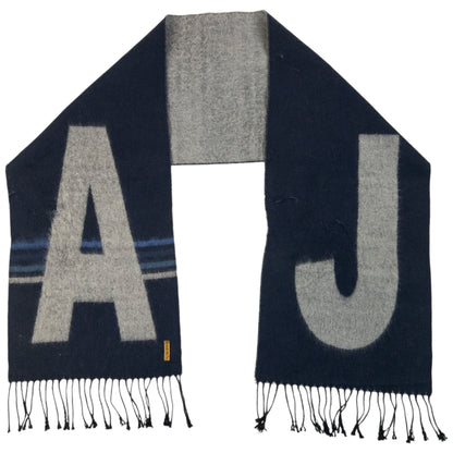 Vintage 2000s Armani Jeans Wool Tassel Scarf | O/S, Navy