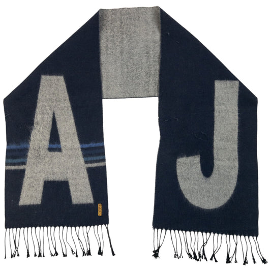 Vintage 2000s Armani Jeans Wool Tassel Scarf | O/S, Navy