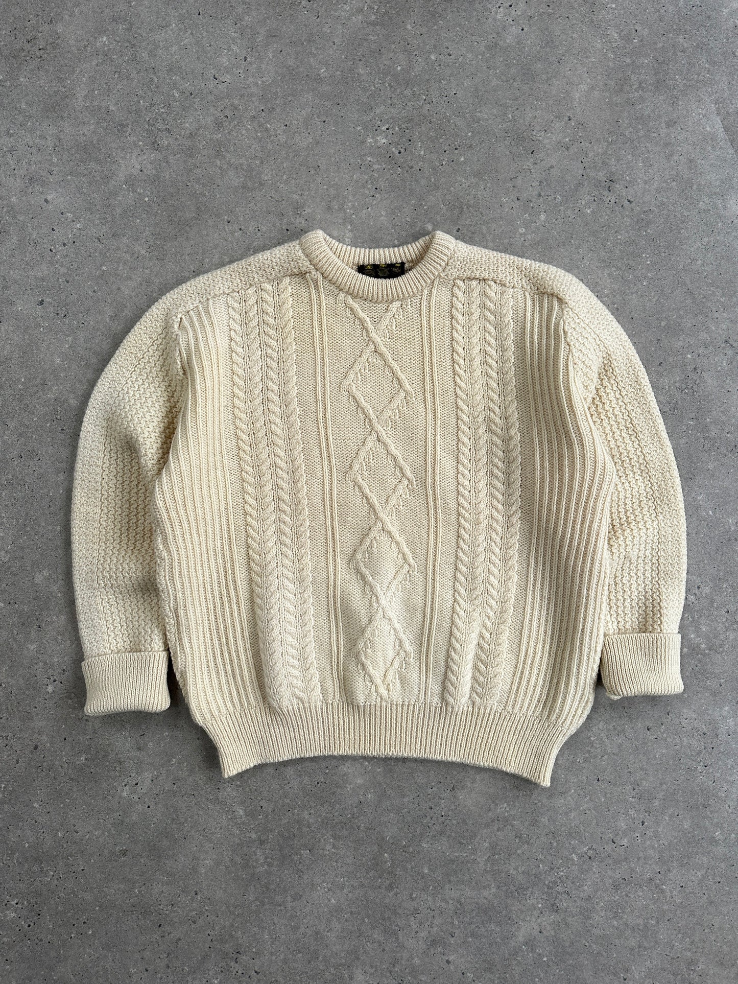 Barbour 80s Pure Wool Chunky Cable Knit Jumper - L