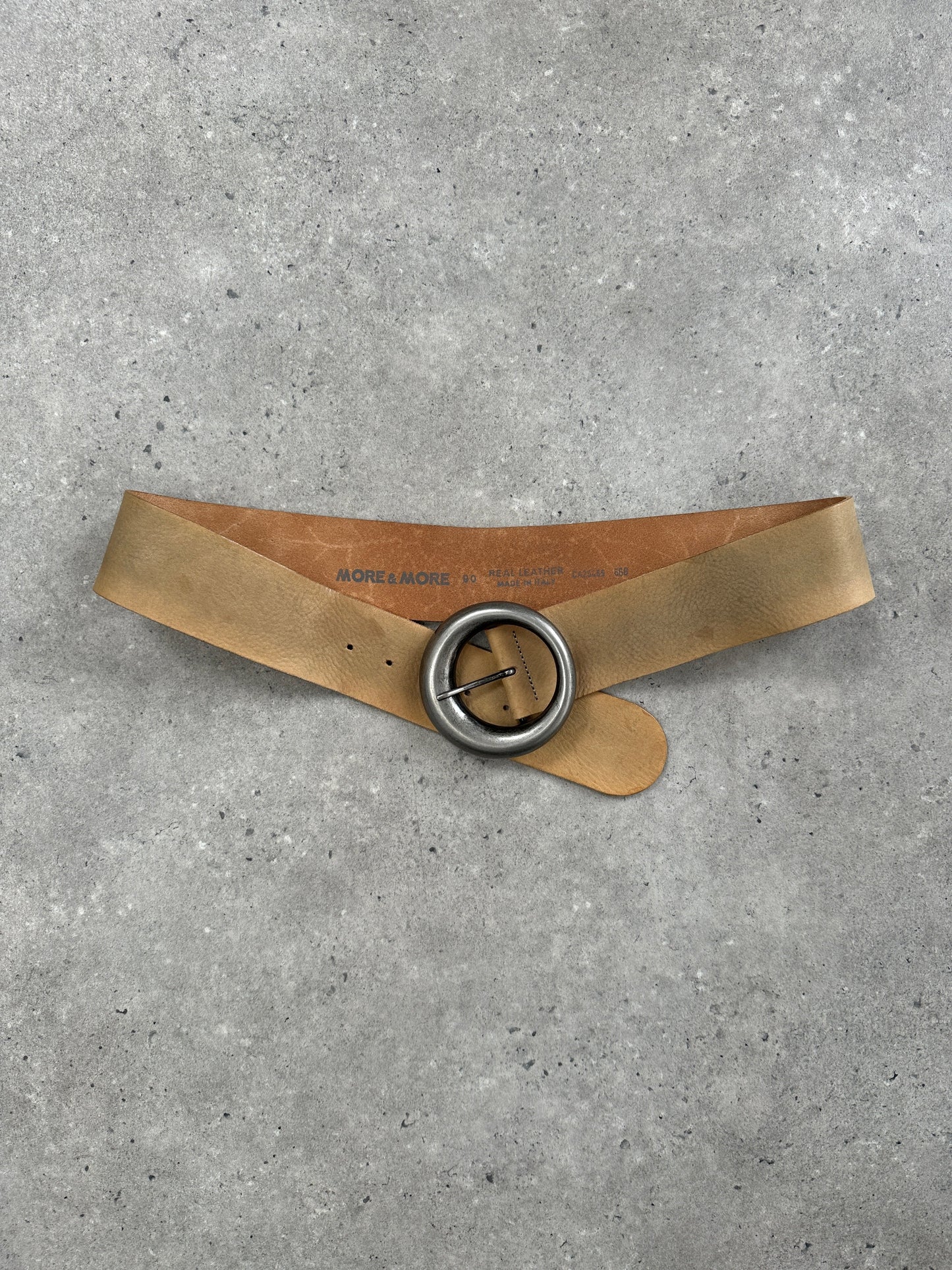 Vintage 1990s Circular Buckle Leather Belt - W32-36