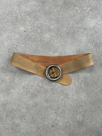 Vintage 1990s Circular Buckle Leather Belt - W32-36