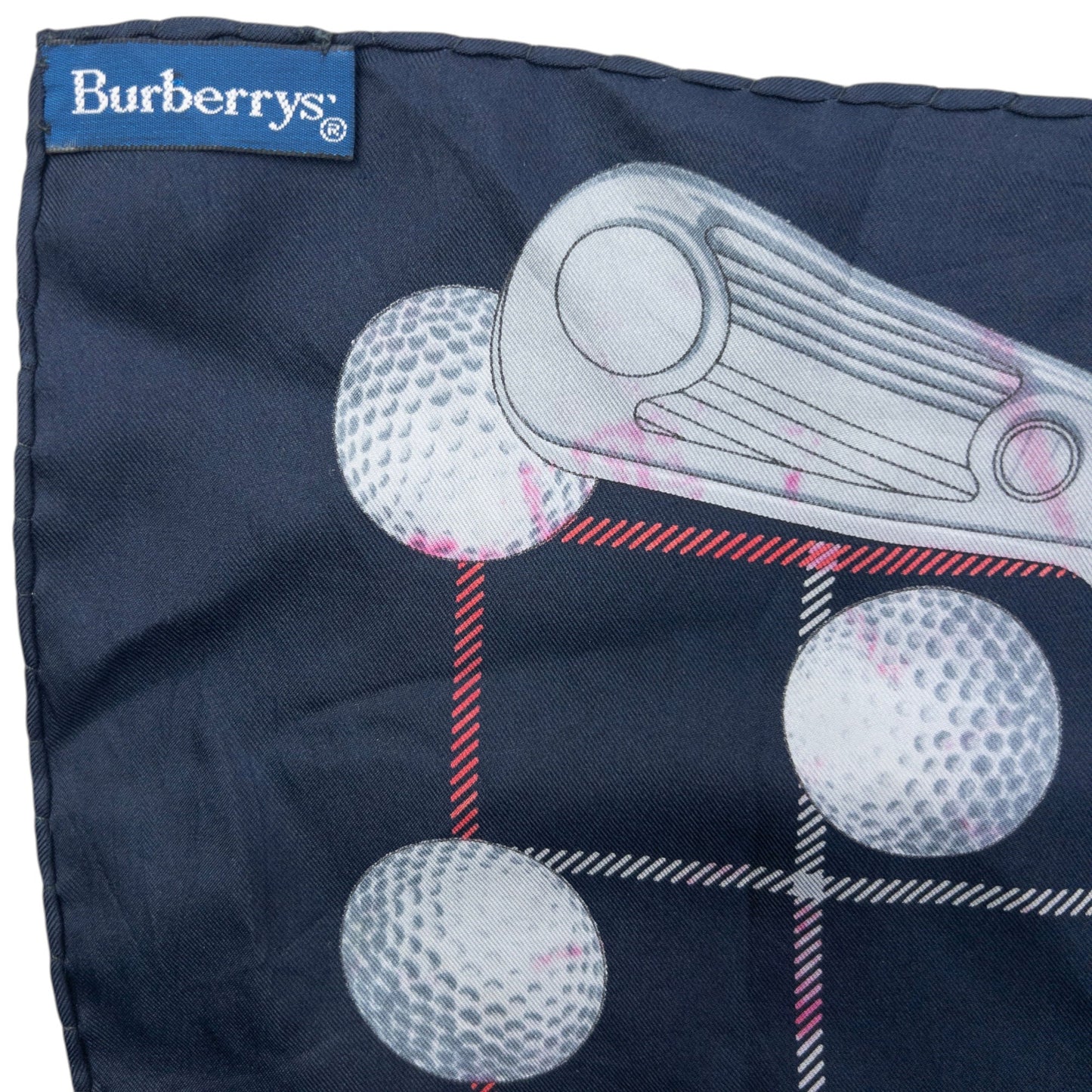 Vintage 90s Burberry Golf Club Silk Scarf | O/S, Navy