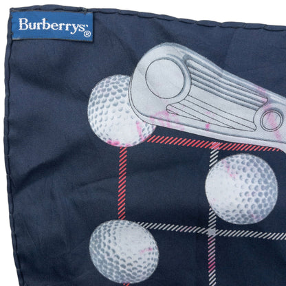 Vintage 90s Burberry Golf Club Silk Scarf | O/S, Navy