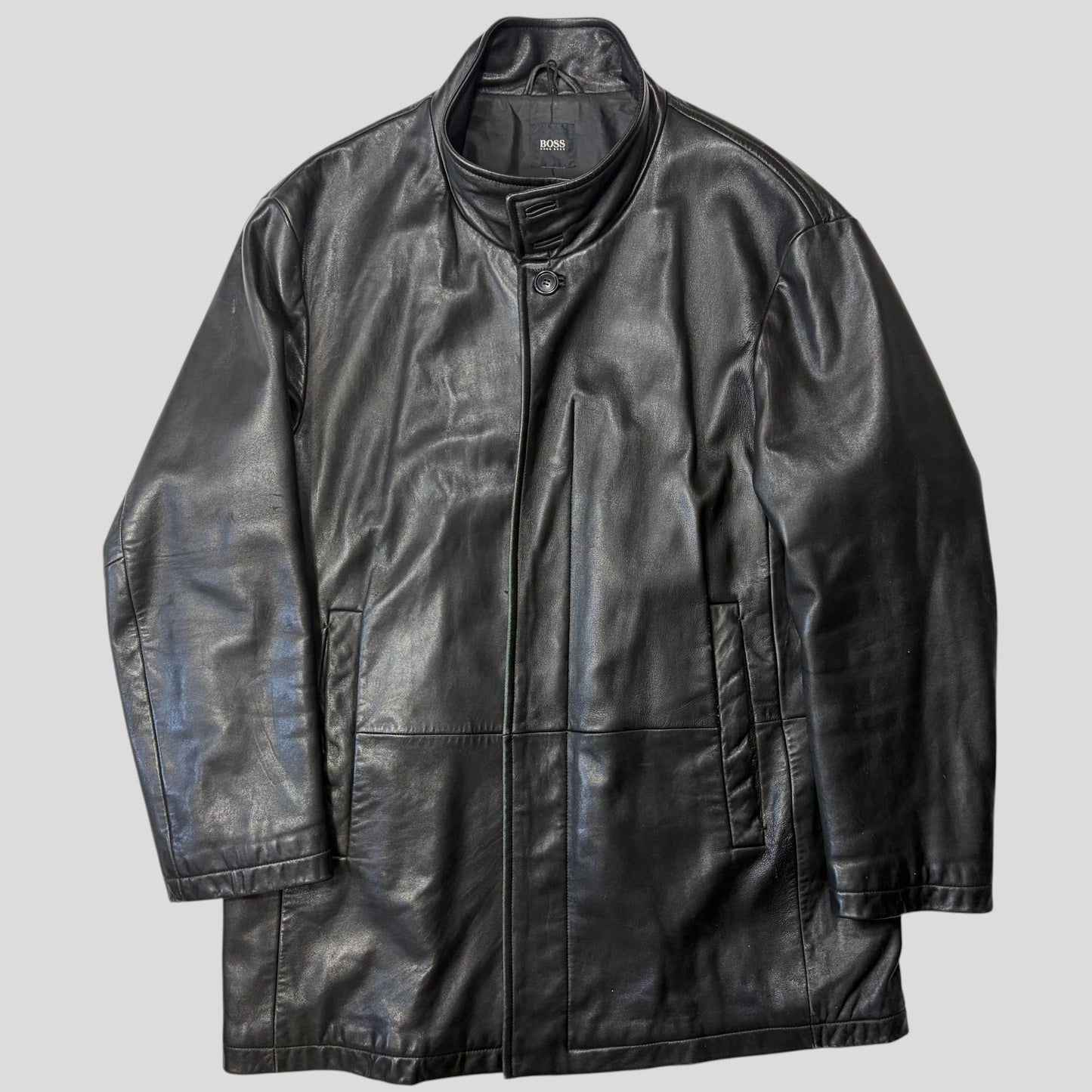 Hugo Boss 90’s Modular 2 in 1 Lambskin Leather Trench Coat - XL | Default Title, Black
