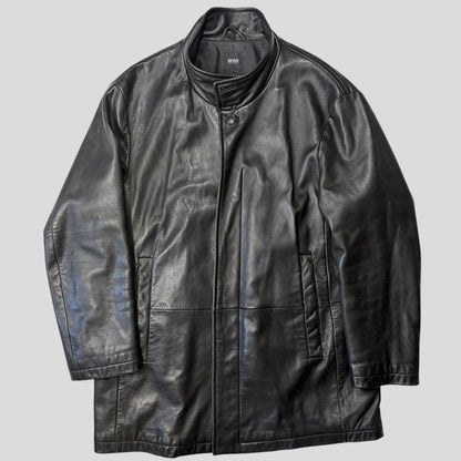 Hugo Boss 90’s Modular 2 in 1 Lambskin Leather Trench Coat - XL | Default Title, Black