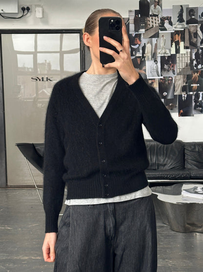 Italian Vintage 1990s Angora Fuzzy Cardigan - S/M