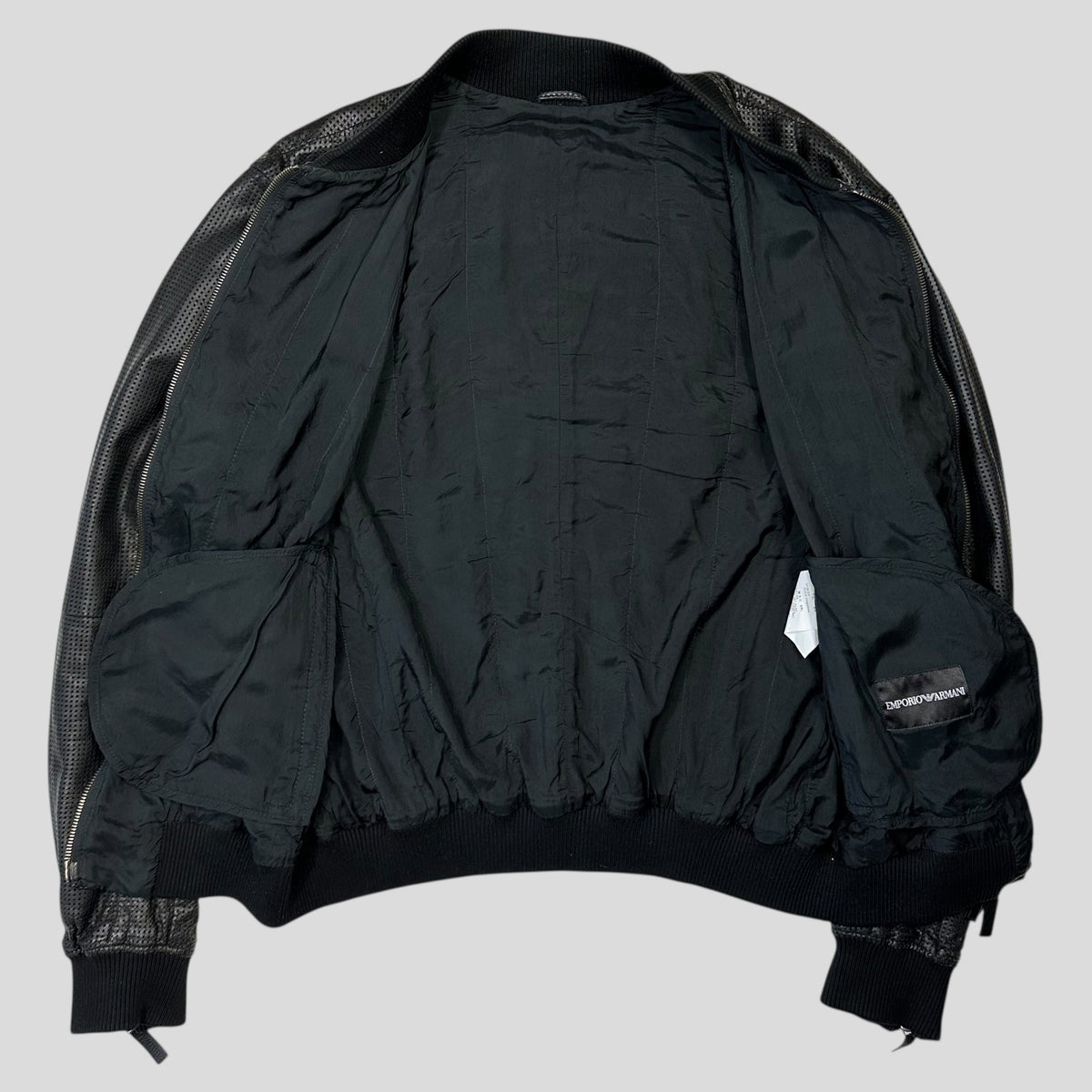 Emporio Armani 2009 Perforated Mesh Lambskin Leather Bomber - IT52 (M) | Large, Burgundy