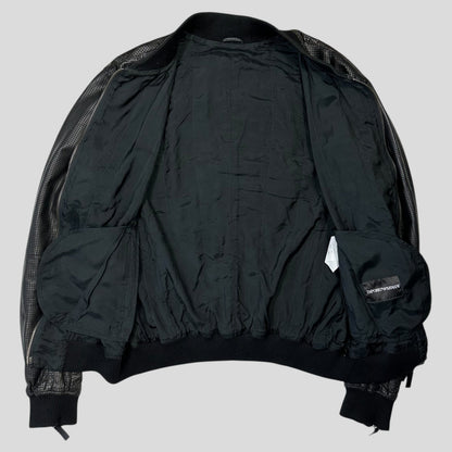 Emporio Armani 2009 Perforated Mesh Lambskin Leather Bomber - IT52 (M) | Large, Burgundy