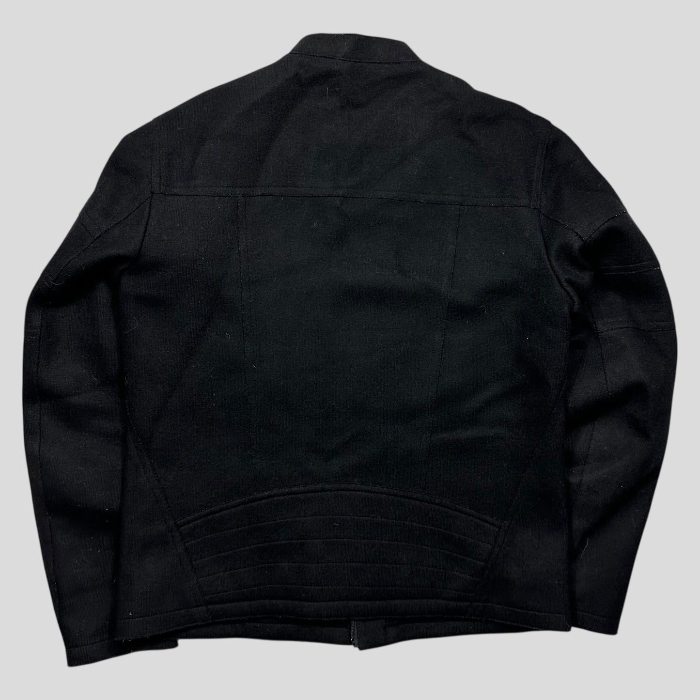Neil Barrett 00’s Leather + Wool Modular Zip Panelled Biker Jacket - M