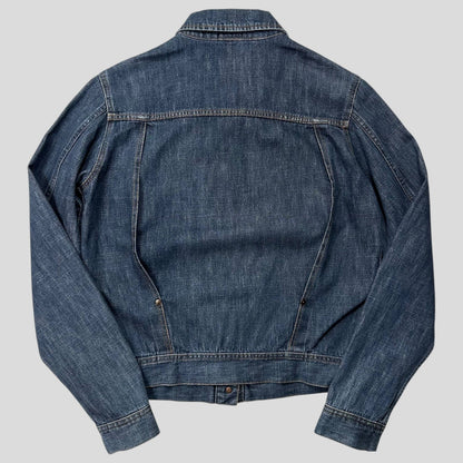 Miu Miu 2001 Runway Denim Fiammoto Pleated Work Jacket - S/M | Default Title, Red