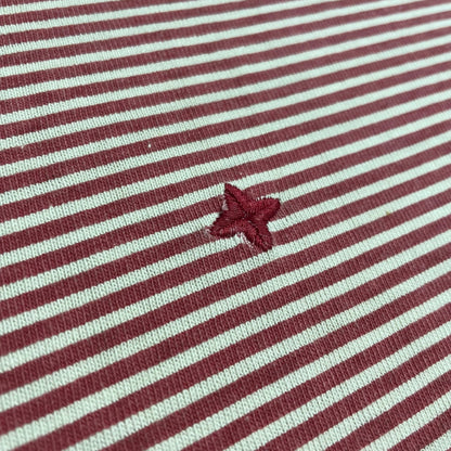 S/S 1987 Crimson Red Striped Box Logo / Mini Compass Breton T-shirt