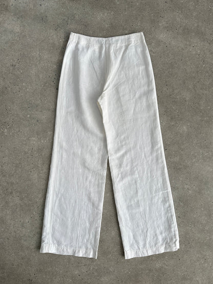Vintage 1990s Pure Linen Low Waist Wide Leg Trousers - W24