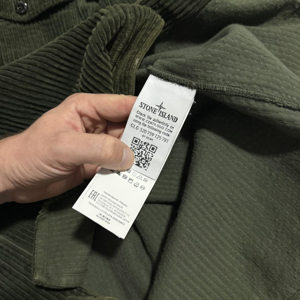 Stone Island Heavy Corduroy Overshirt | Large, Olive Green