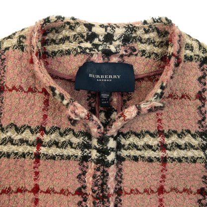Vintage 2000s Burberry Nova Check Tweed Jacket Womens Size M | Medium, Pink