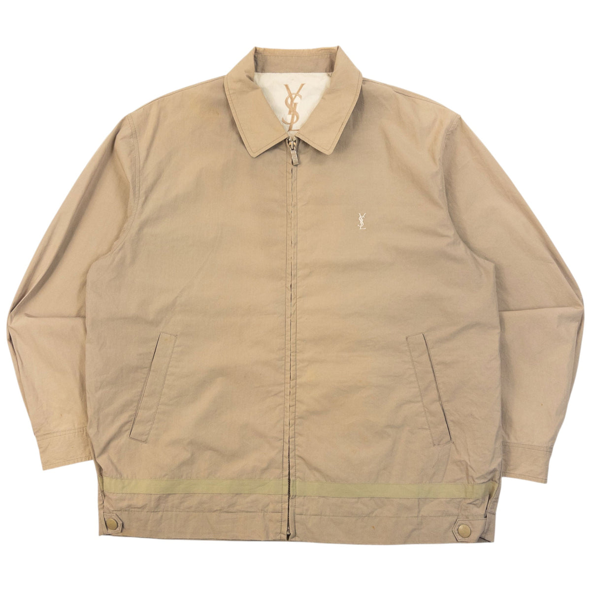 Vintage 90s YSL Yves Saint Laurent Harrington Jacket Size L | Large, Beige