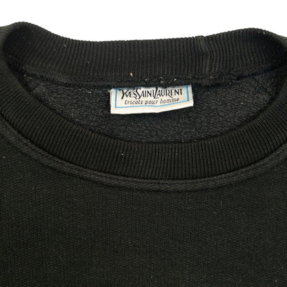 Vintage 80s YSL Yves Saint Laurent Embroidered Sweatshirt Size S | Small, Black