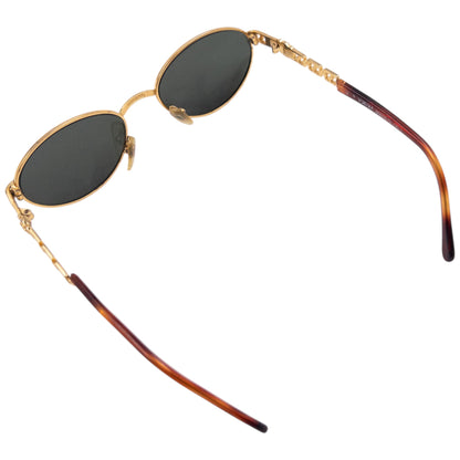 Vintage 90s Gianni Versace Embossed Tortoise Shell Sunglasses | O/S, Gold