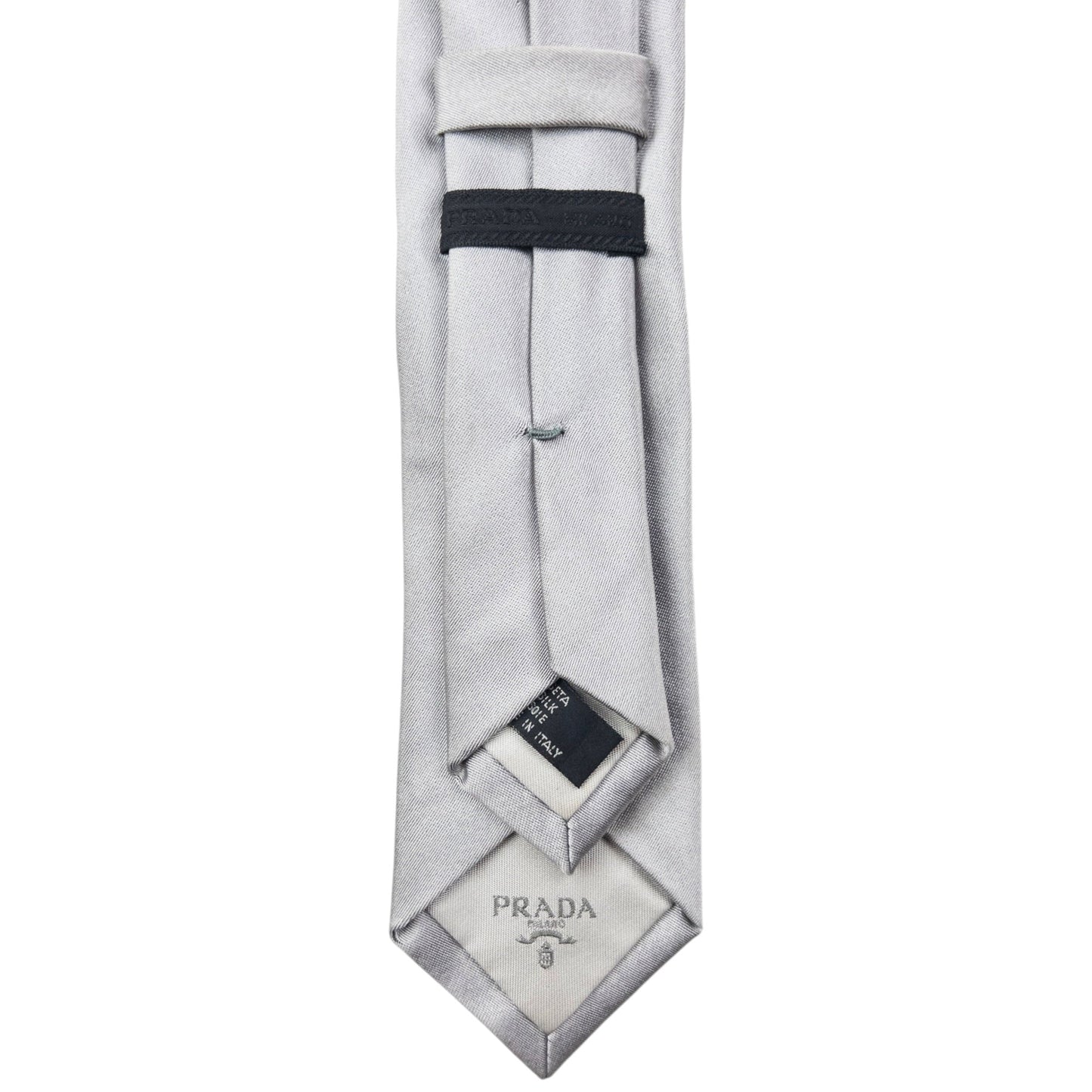 Vintage 2000s Prada Skinny Silk Tie | O/S, Grey