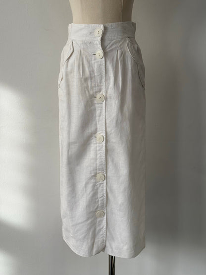Italian Vintage 1990s Linen Midi Skirt - W25