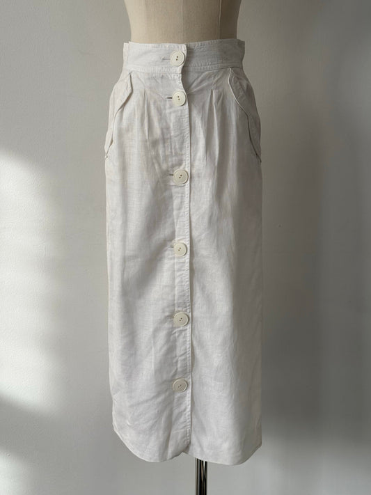 Italian Vintage 1990s Linen Midi Skirt - W25