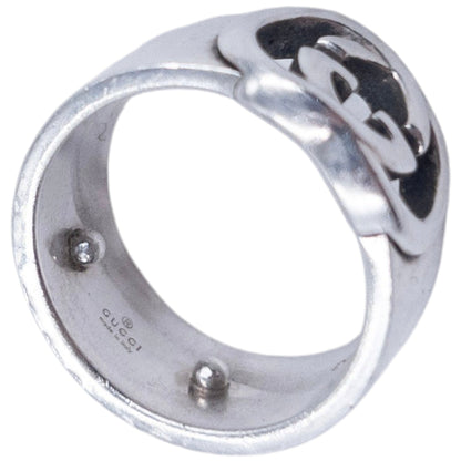 Vintage 2000s Gucci Silver Logo Ring | O/S, Grey