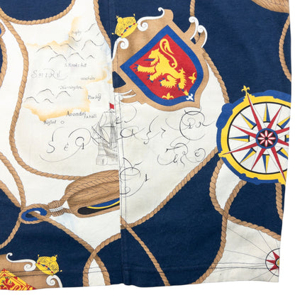 Vintage 80s Gucci Nautical Map Print Dress Womens Size M | Medium, Tan