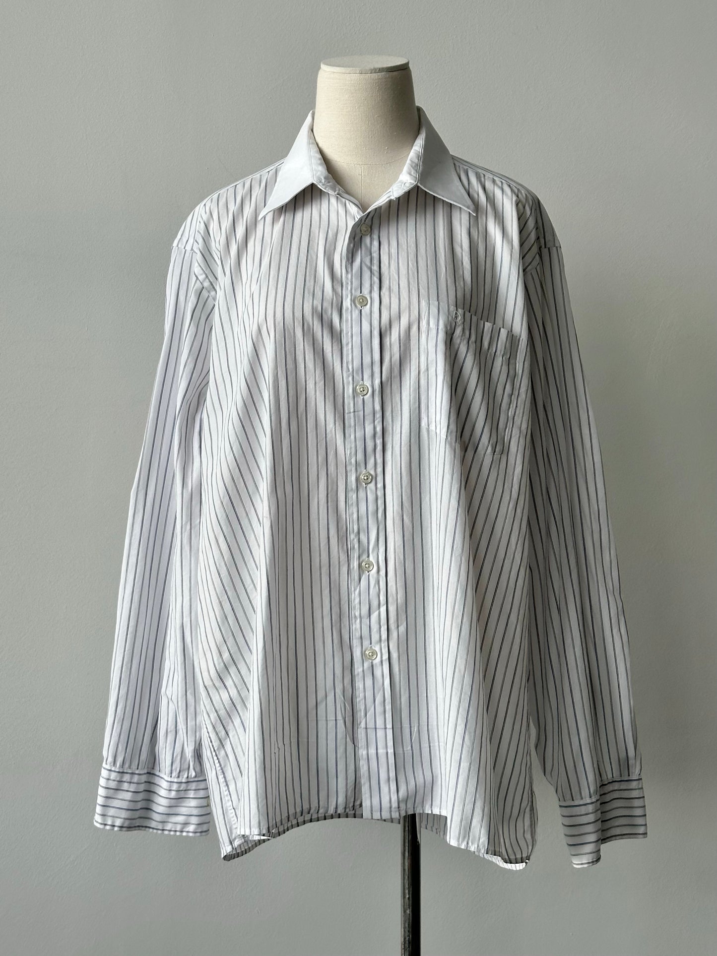 Christian Dior 1980s Cotton Striped Logo Shirt - XL