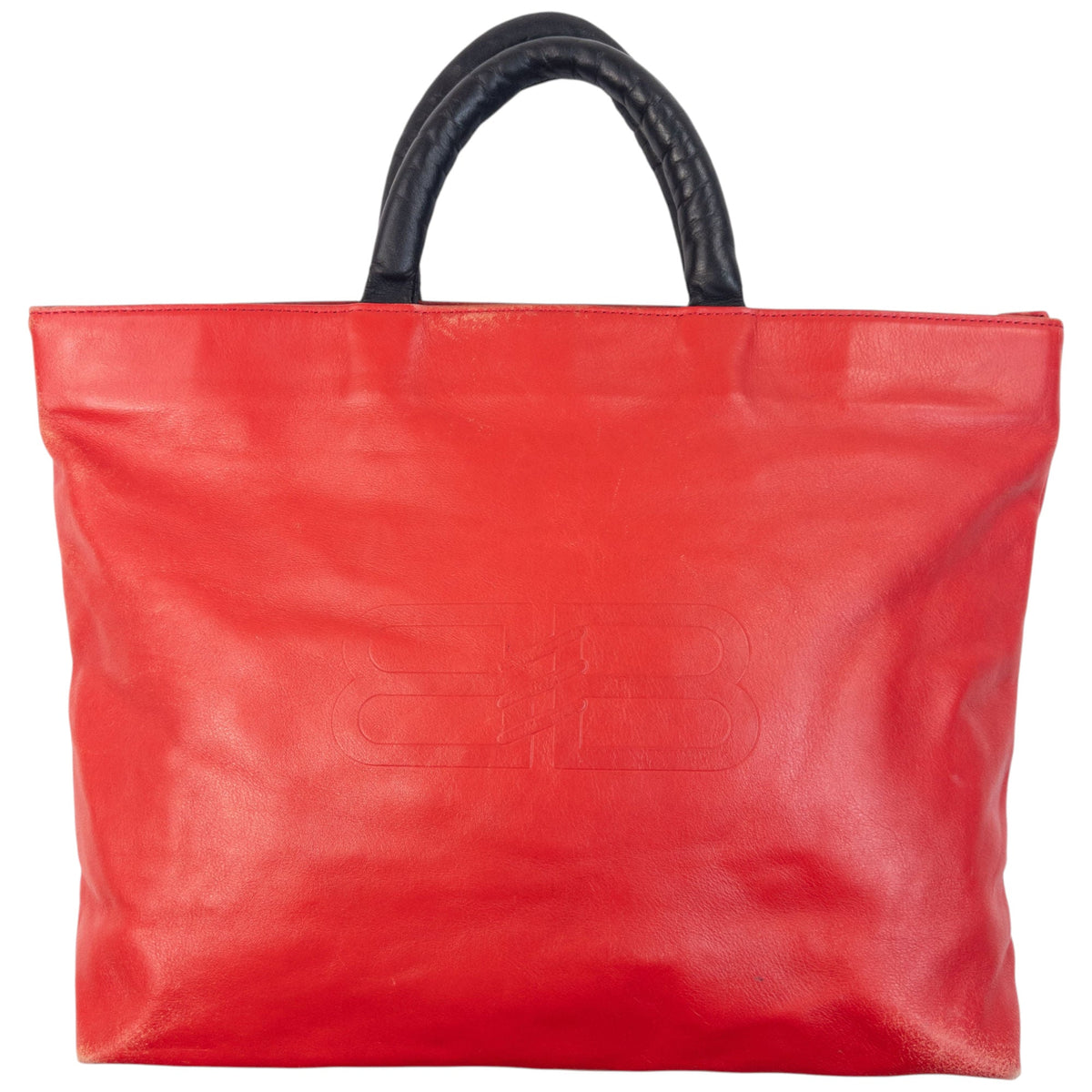 Vintage 90s Balenciaga Logo Leather Handbag | O/S, Red