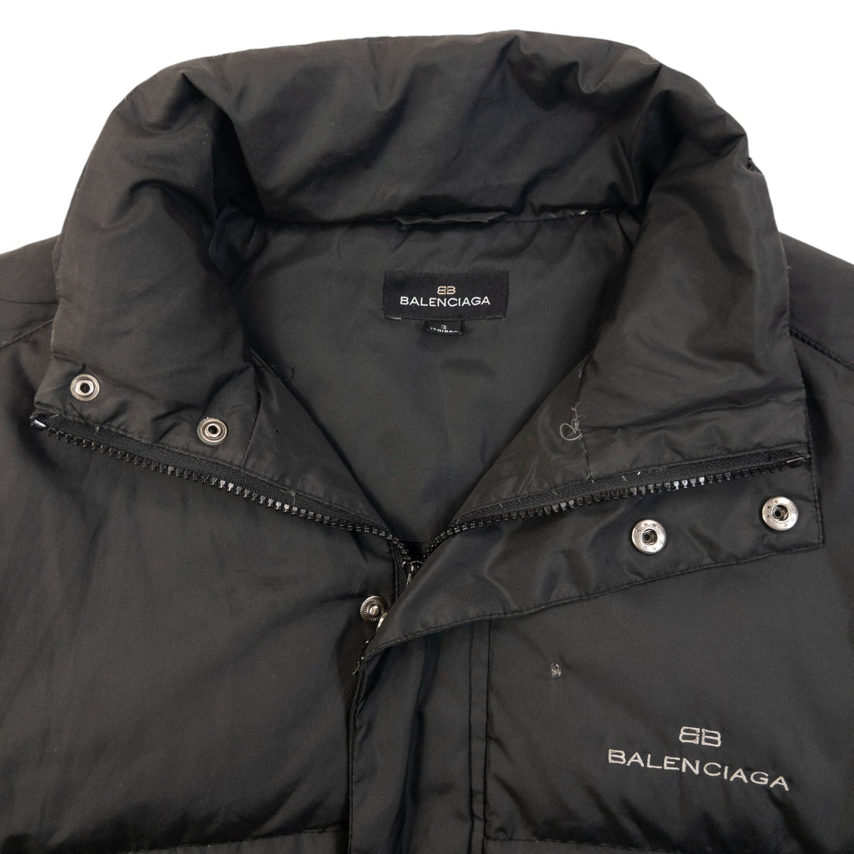 Vintage 90s Balenciaga Zip Up Puffer Jacket Size M | Medium, Black
