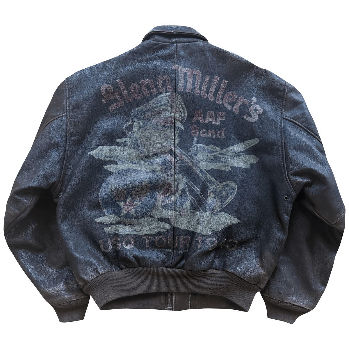 Avirex 1987 'Glen Miller's AAF Band' A2 Leather Flight Jacket - S / M | S / M, Red