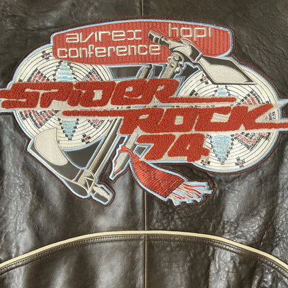Avirex 'Spider Rock' Leather Varsity Jacket - S