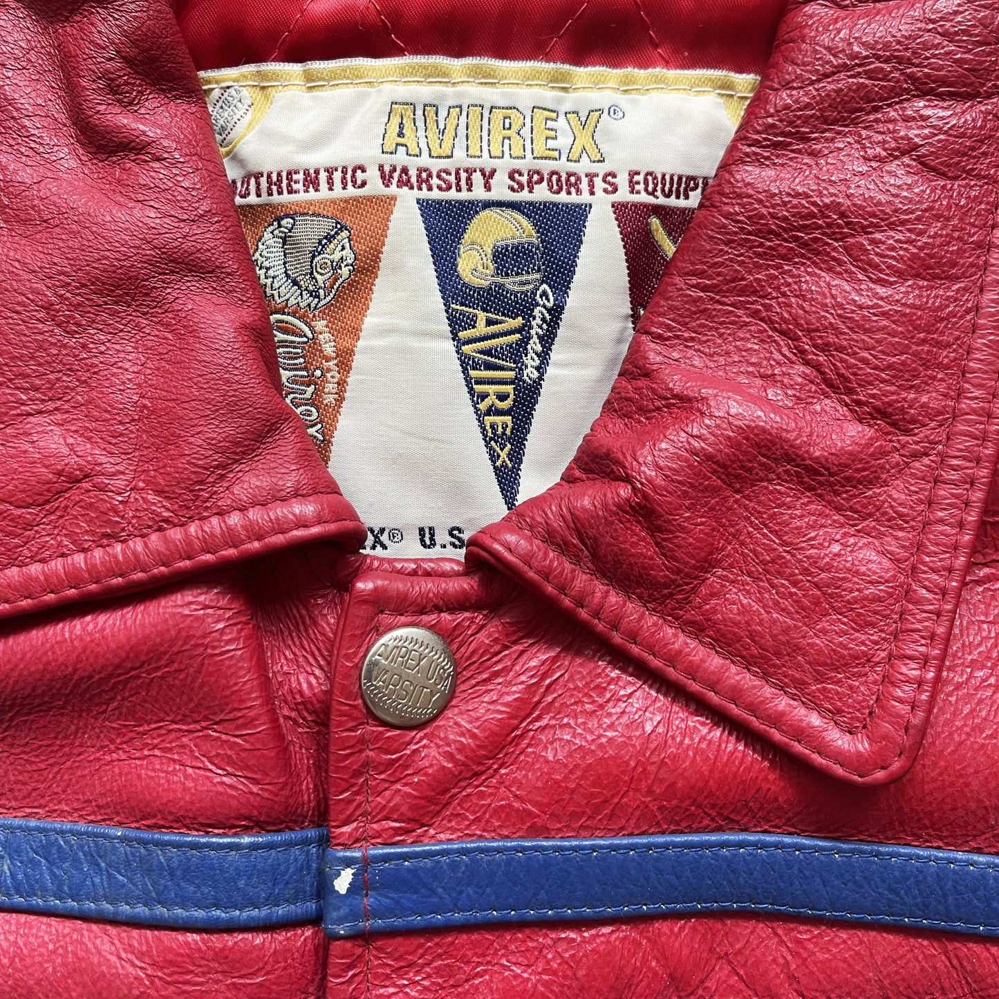 Avirex New York Lions Leather Varsity Jacket - L