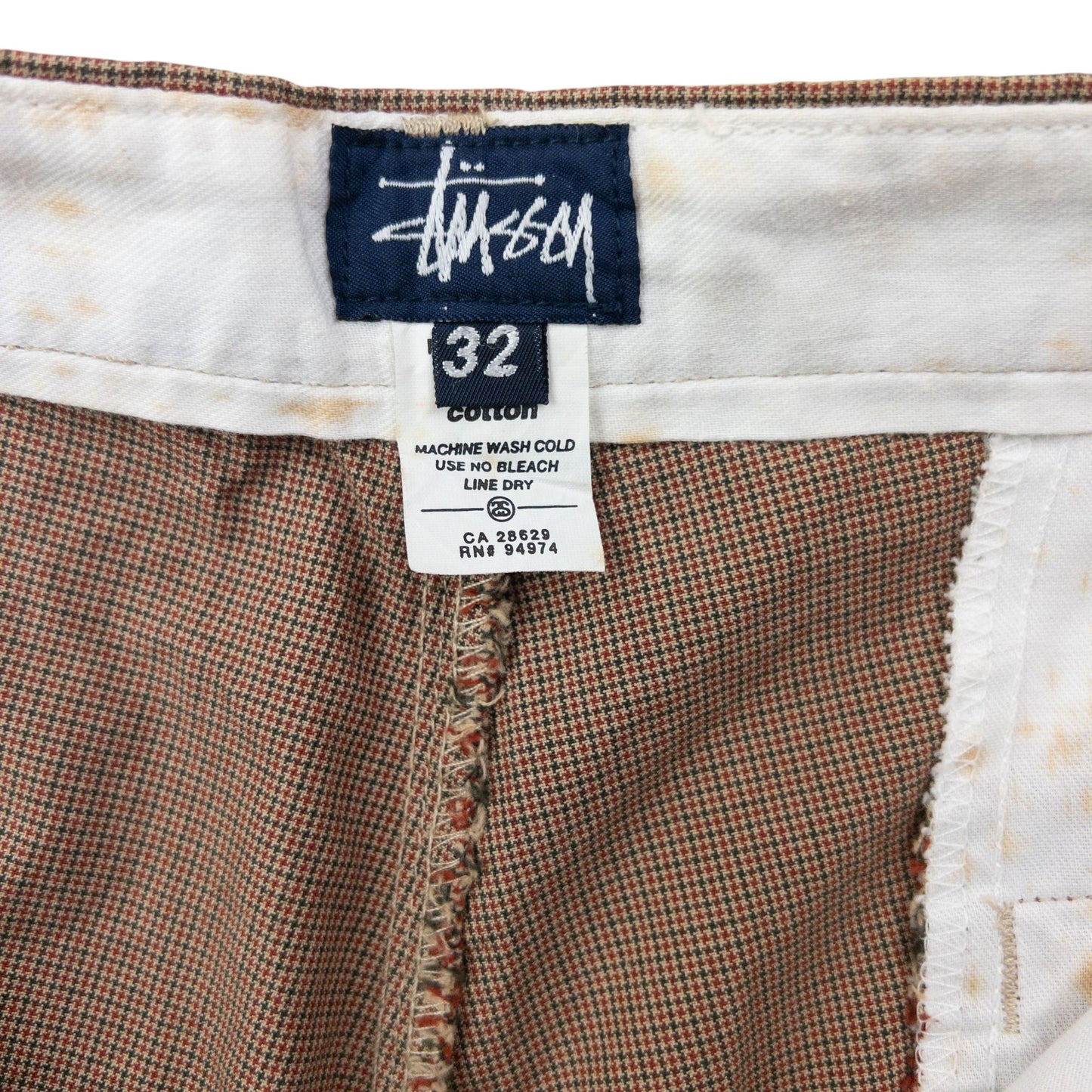 Vintage 2000s Stussy High Waisted Pattern Trousers Size W29 | W29, Brown
