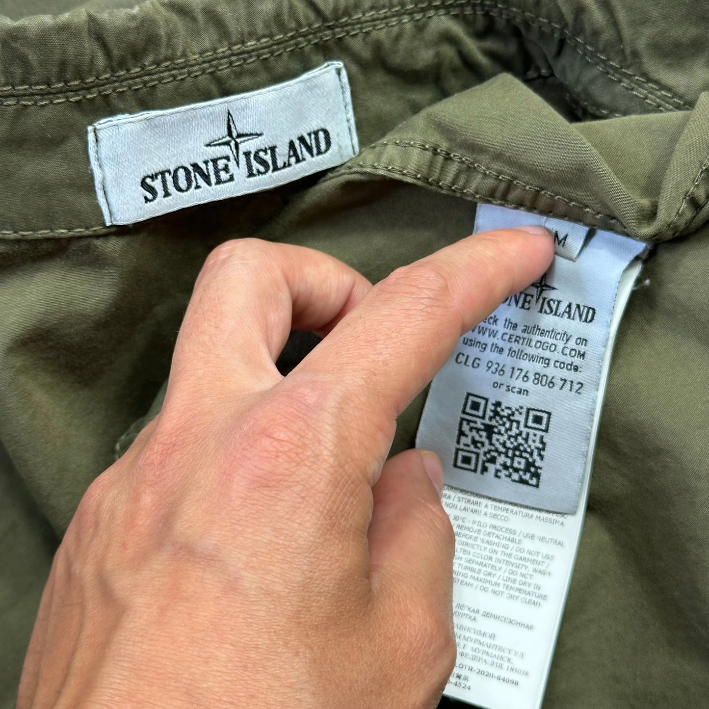 Stone Island SS21 Khaki Green Canvas Overshirt - M