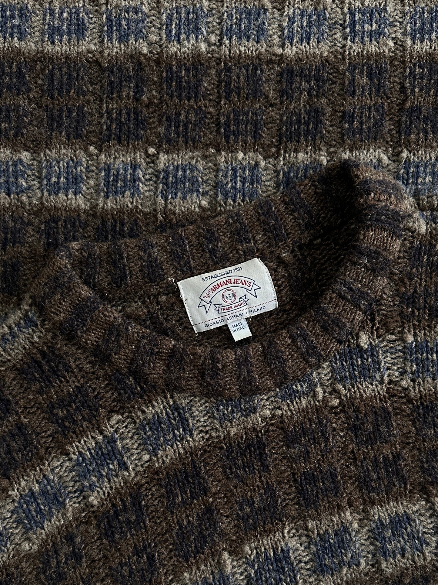 Armani Jeans Wool Check Knitted Jumper - XL