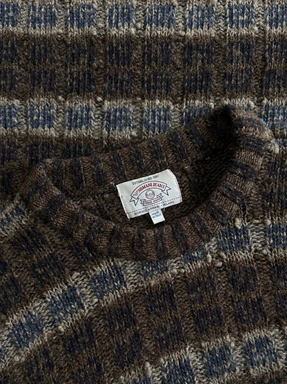 Armani Jeans Wool Check Knitted Jumper - XL