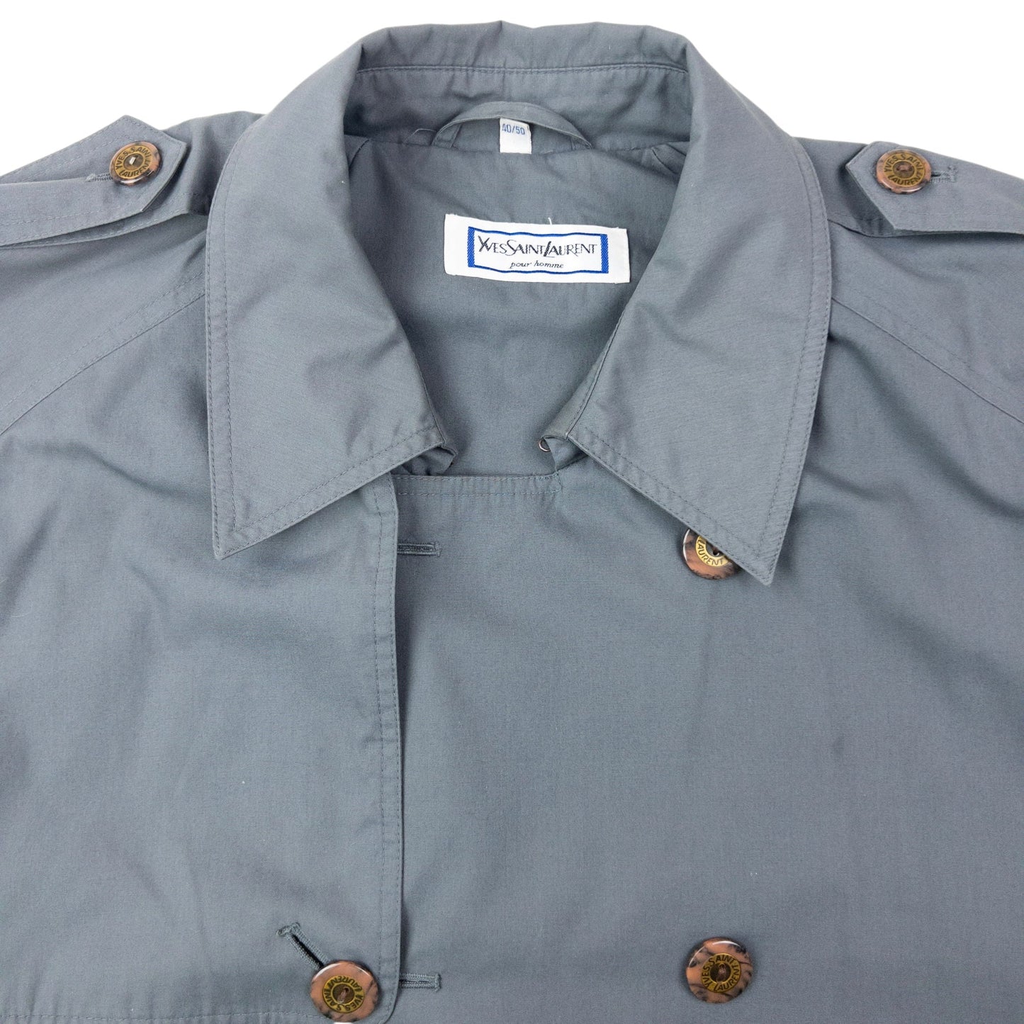 Vintage 80s YSL Yves Saint Laurent Trench Jacket Size XL | XL, Grey