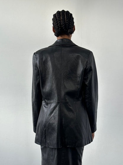 Vintage 1990s Fitted Leather Jacket - S