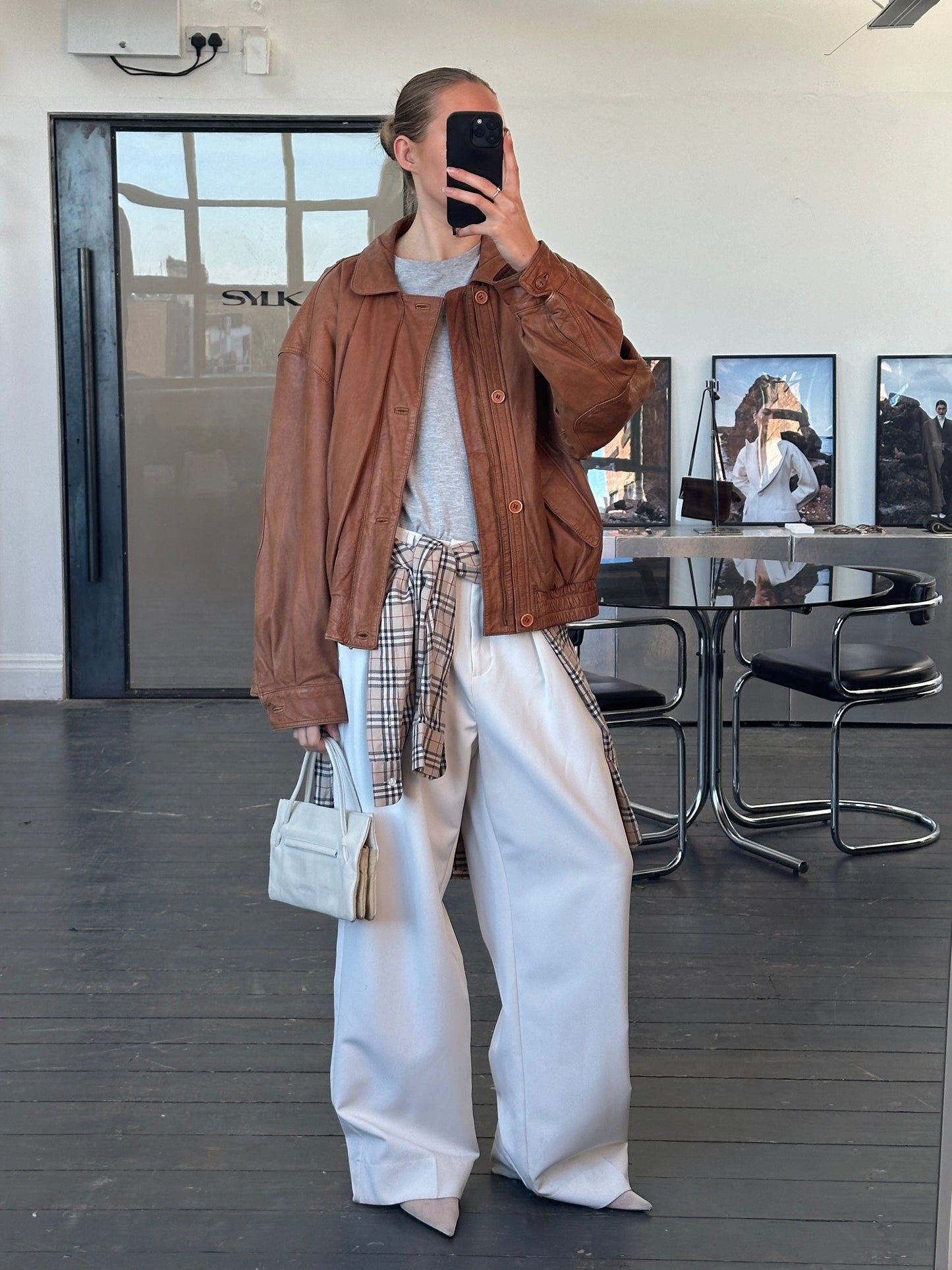 Vintage 1980s Leather Bomber Jacket - L