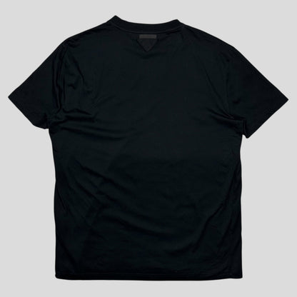 Prada Milano 2019 Triangle Logo Black Cotton Fitted T-shirt - XXL (L)