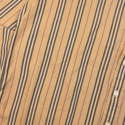 Vintage 2000s Burberry Nova Stripe Long Sleeve Button Up Shirt Size XL | XL, Beige