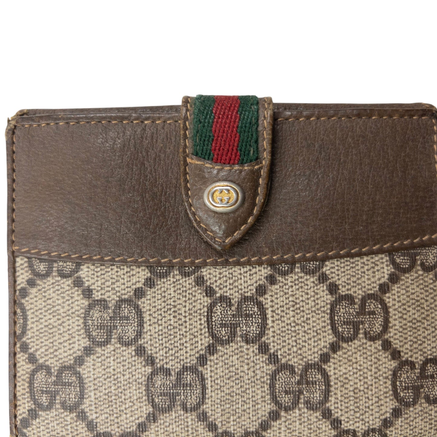 Vintage 80s Gucci Monogram Leather Wallet | O/S, Beige