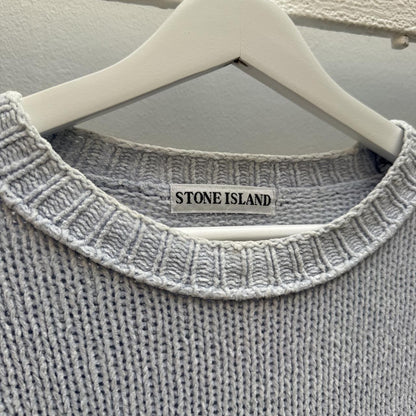 Stone Island Vintage 1990s Green Edge Chunky Knit Jumper – Pale Lilac/Grey (L/XL) | Large, Multicoloured